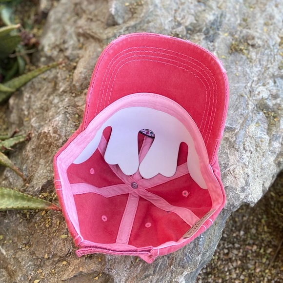 ⭐️NWT SUGAR SKULL DISTRESSED HAT in Salmon Pink - Picture 2 of 7